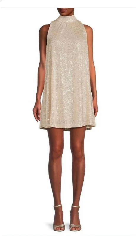 Sequin The Tie Back Mini Dress In Champagne