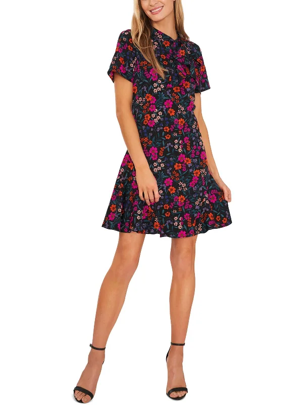 Womens Floral Print Chiffon Wear To Work Dress