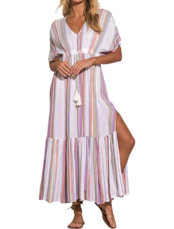 Juniper Maxi Dress In White Multi Stripe