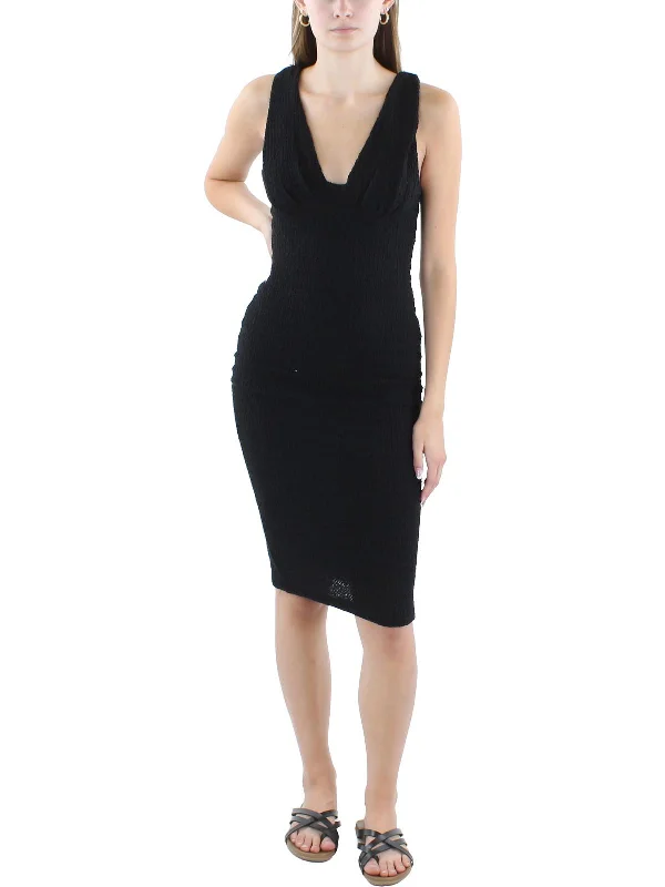 Womens Midi Stretch Sheath Dress