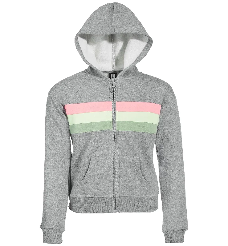 ID Ideology Big Girls Colorblocked Stripe Front Zip Hoodie