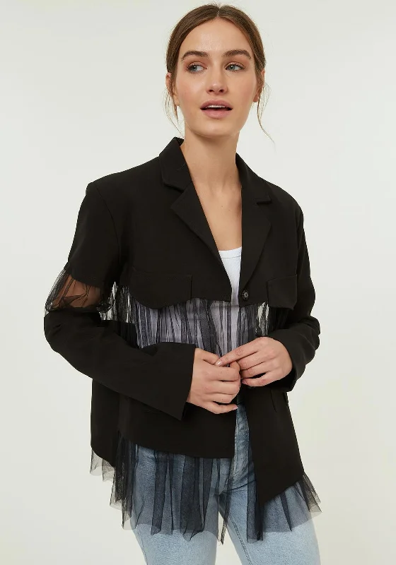 Jovonna Rainey Sheer Panel Jacket, Black