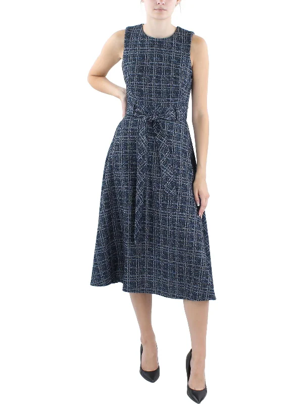 Womens Tweed Metallic Fit & Flare Dress