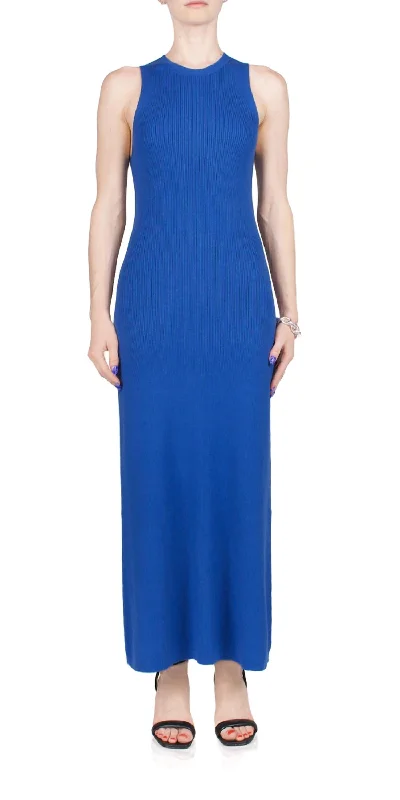 Rib Midi Dress In Electric Blue