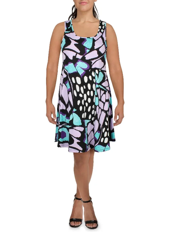 Plus Womens Printed Knee-Length Shift Dress