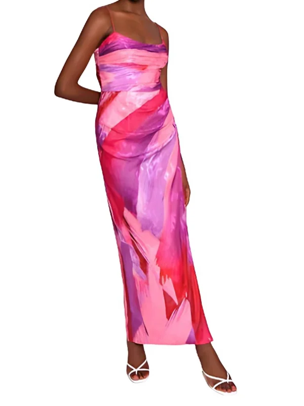 Luxe Gown In Pink Swirl