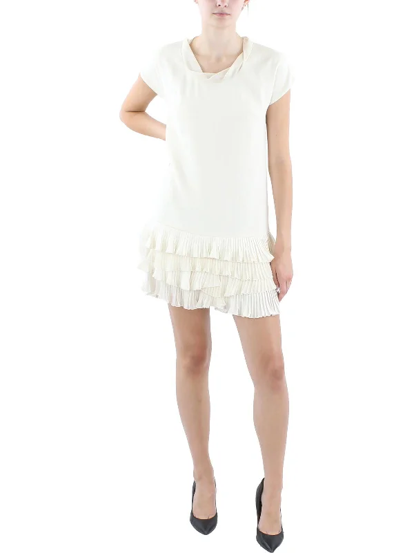 Womens Pleated Short Sleeves Casual Dress