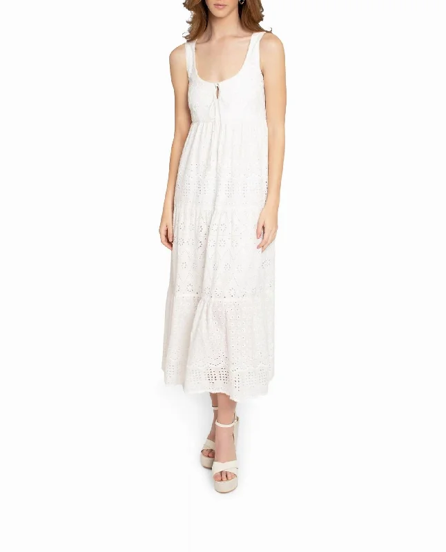 Embellished Eyelet Maxi Dress In White