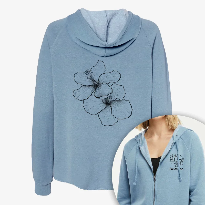 Hibiscus Flowers - Women's Cali Wave Zip-Up Sweatshirt