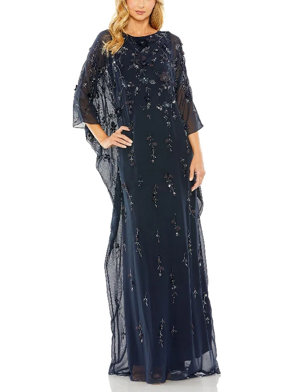 Womens Chiffon Embellished Evening Dress