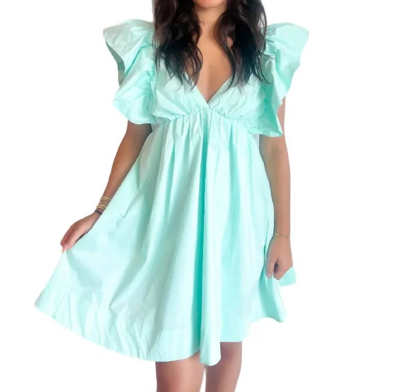 Starburst Poplin Dress In Paleturquoise