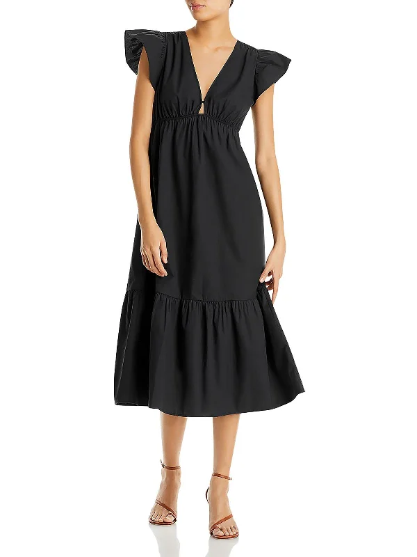 Tina Womens V Neck Long Shift Dress