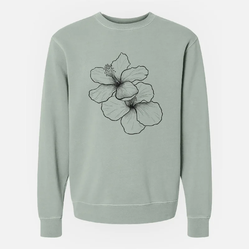 Hibiscus Flowers - Unisex Pigment Dyed Crew Sweatshirt