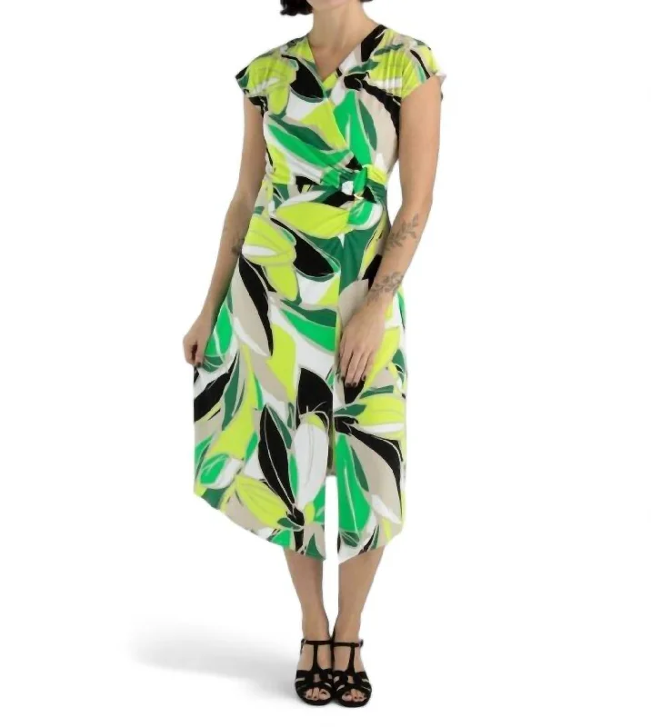 Tropical Print Dress In Vanilla/multi