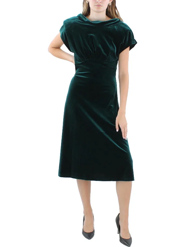 Womens Velvet Open Back Cocktail And Party Dress