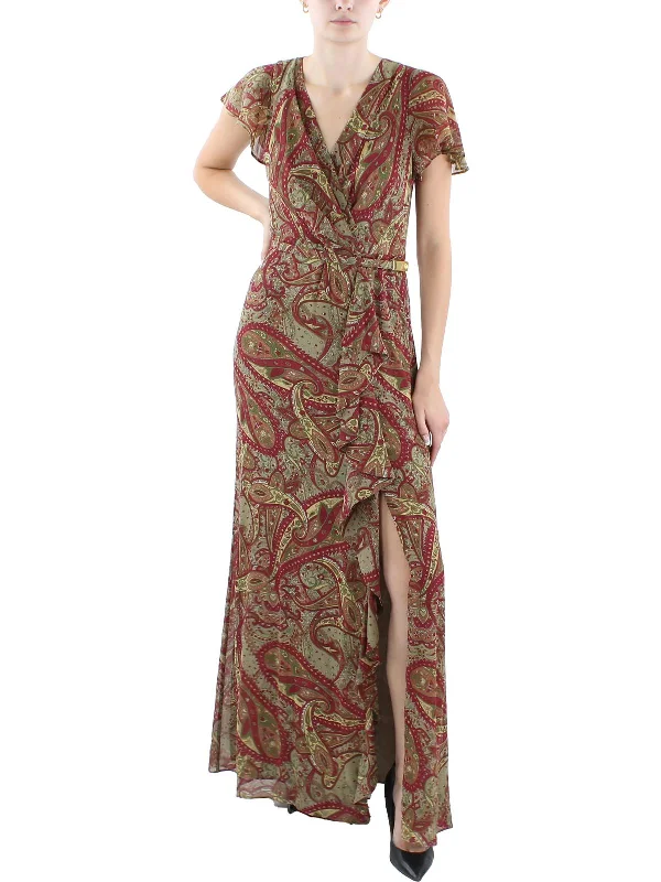 Womens Chiffon Printed Evening Dress