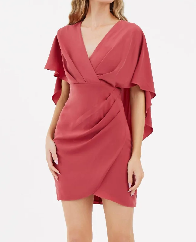 Julia Cape Mini Dress In Desert Rose