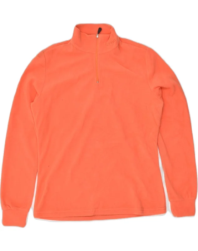 COLMAR Womens Zip Neck Fleece Jumper UK 14 Medium Orange Polyester