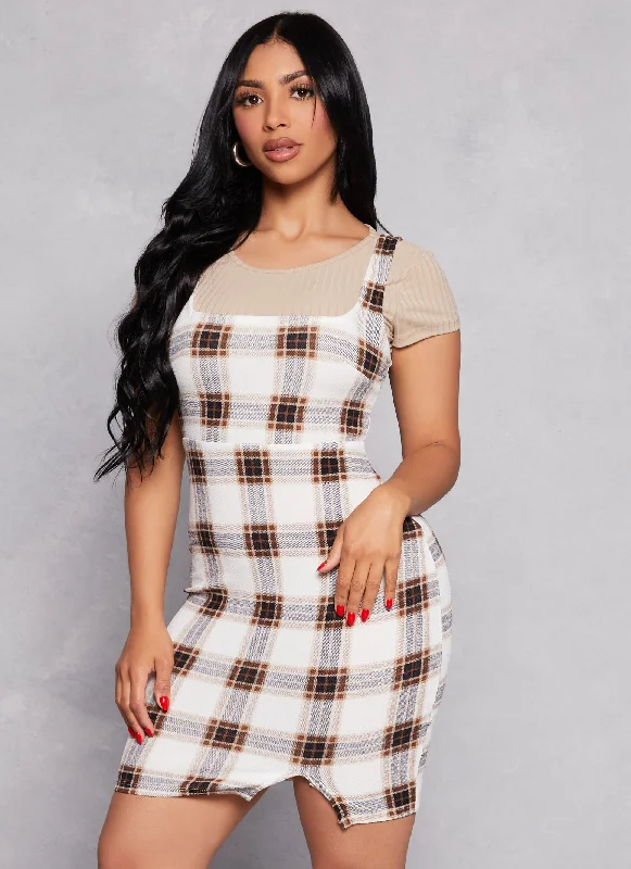 Almost Famous Plaid Tank Dress with Tee