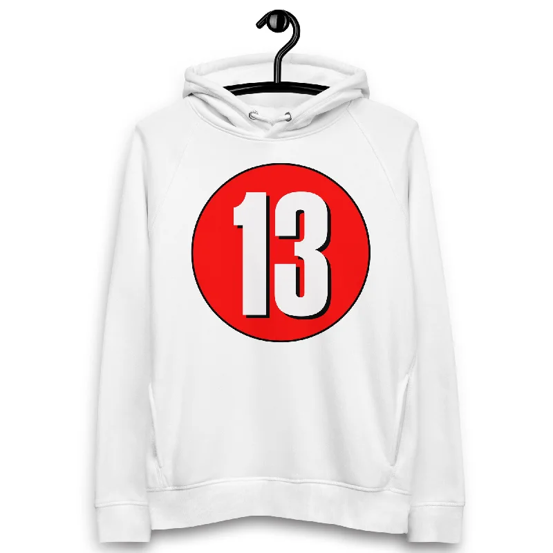 Unisex pullover hoodie: White on Red 13