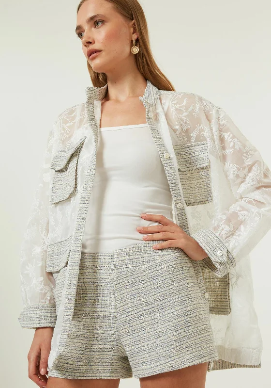 Jovonna Fatima Sheer Embroidered Jacket, Cream