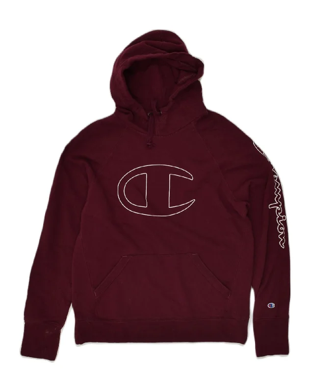 CHAMPION Womens Graphic Hoodie Jumper UK 10 Small Maroon