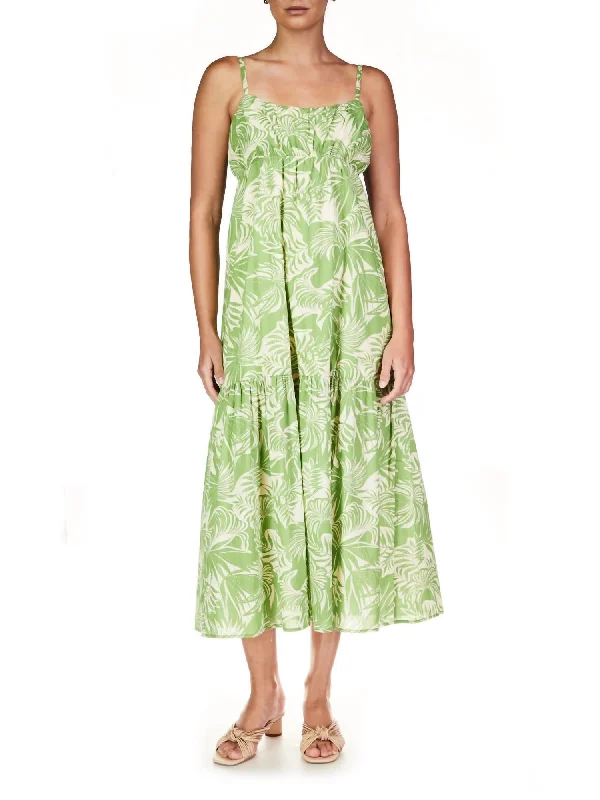 Dropped Seam Maxi Dress In Cool Palm