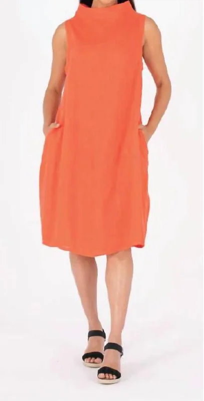 Balloon Dress Orange Linen