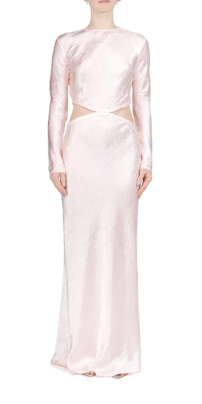 Martha Cutout Satin Maxi Dress In Pink