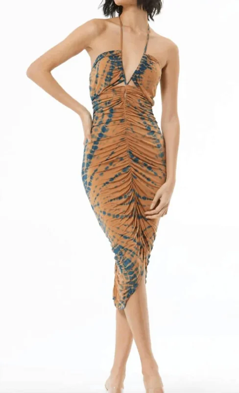 Olena Midi Dress In Ocean Tiger Eye