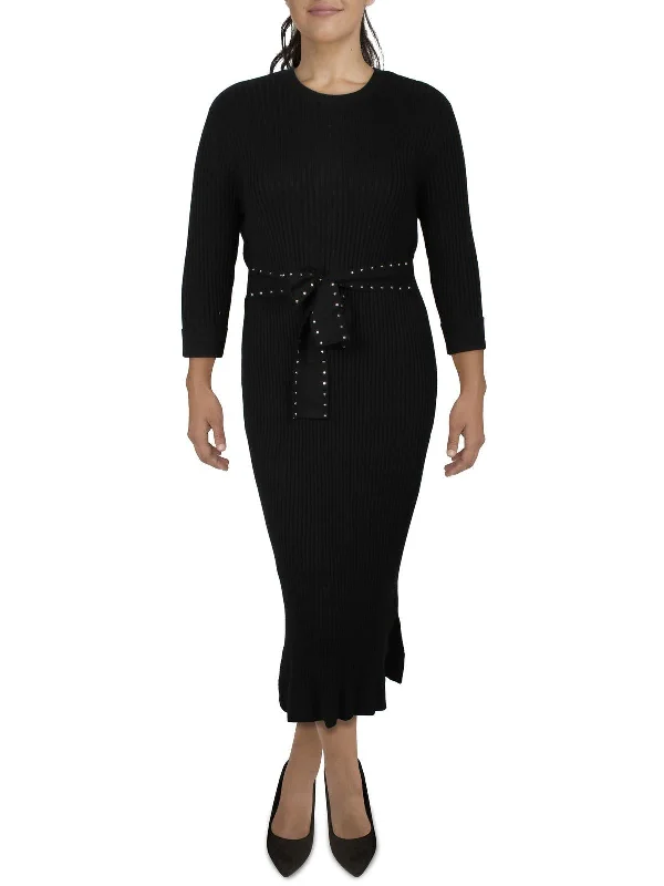 Plus Womens Studded Midi Sweaterdress