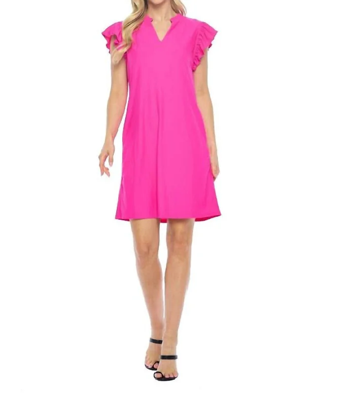 Tracy Ruffle Cap Sleeve Dress In Pink