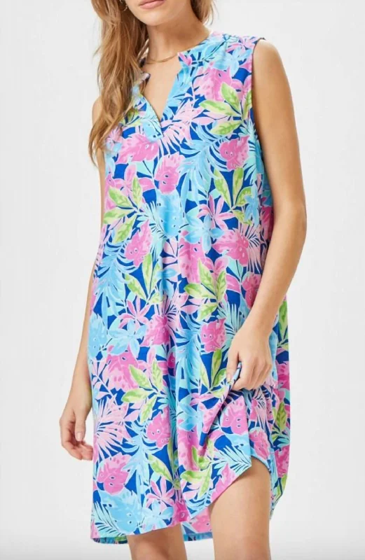 Dancin In Paradise Dress In Blue Pink Multi