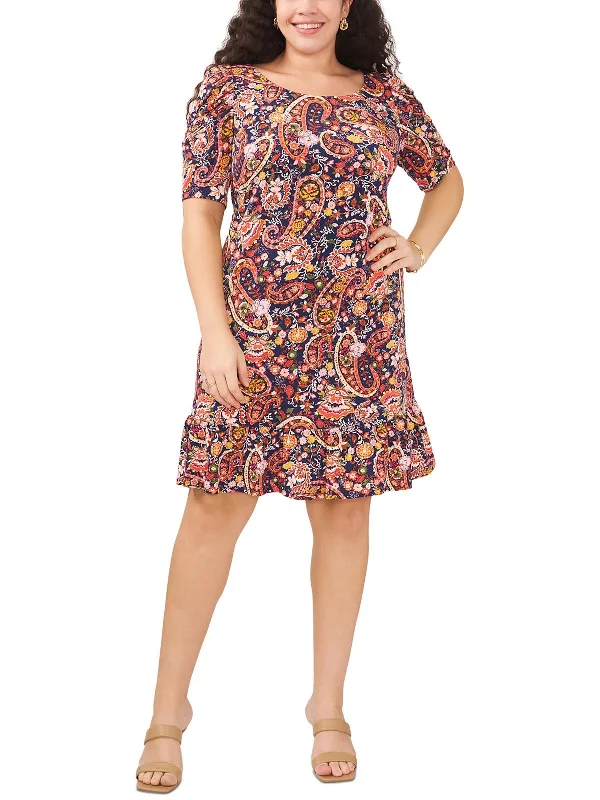 Plus Womens Knee-Length Printed Shift Dress