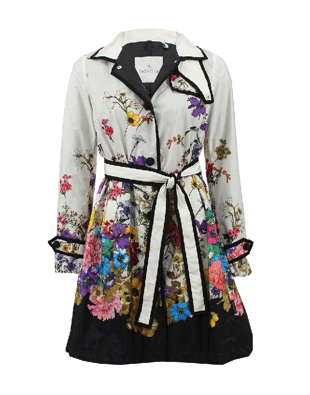 Floral Print Trench With Belt