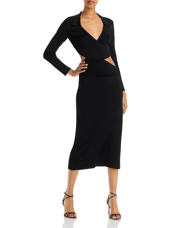 Cristina Womens Knit Cut-Out Midi Dress