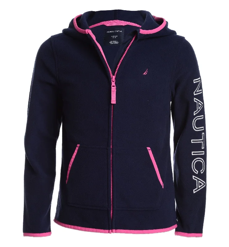 Nautica Little Girls Zip Up Polar Fleece Hoodie