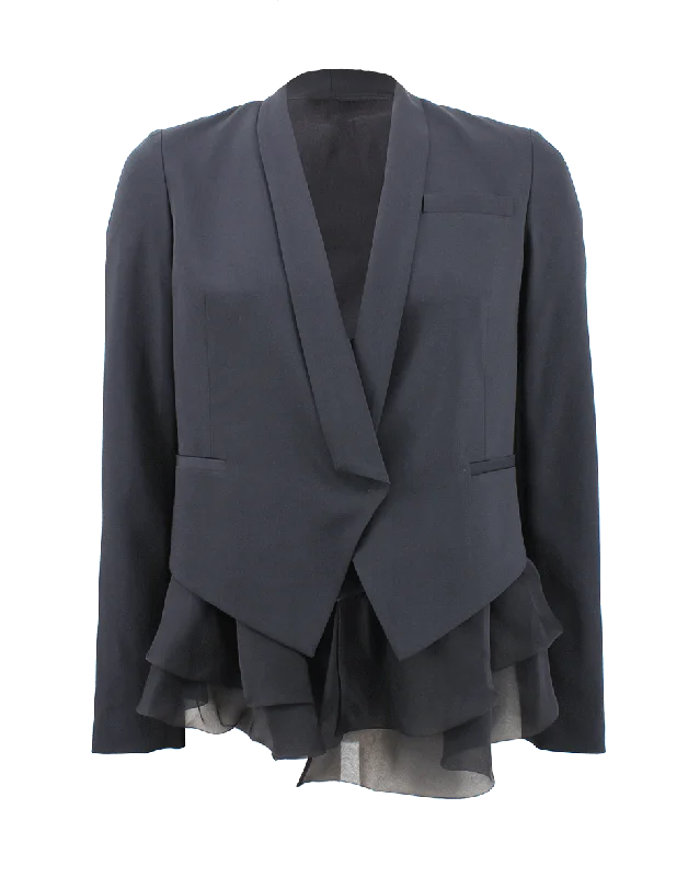 Organza Ruffle Wool Blazer