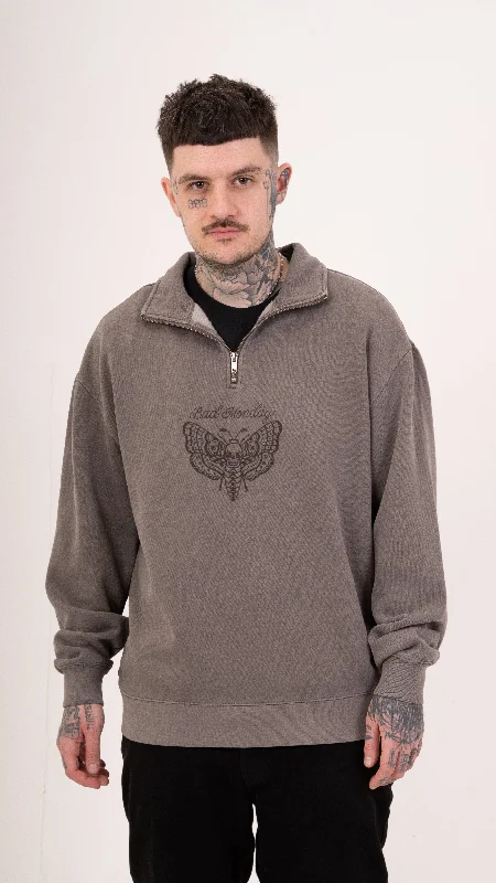 Death Moth 1/4 Zip Faded Grey