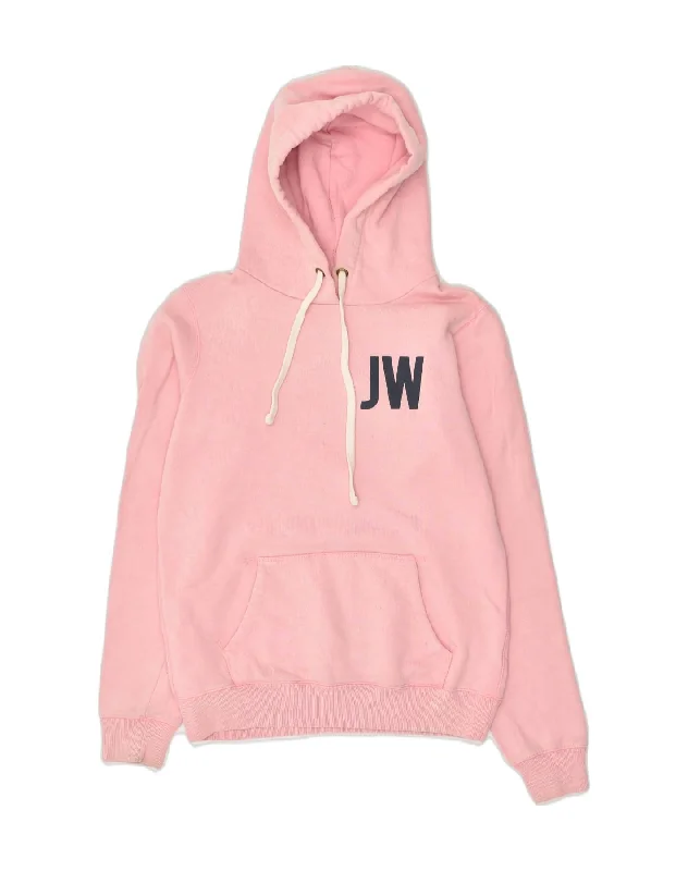 JACK WILLS Womens Loose Fit Graphic Hoodie Jumper UK 10 Small Pink Cotton