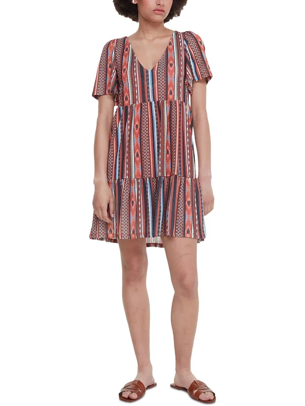 Womens Mini Printed Shift Dress