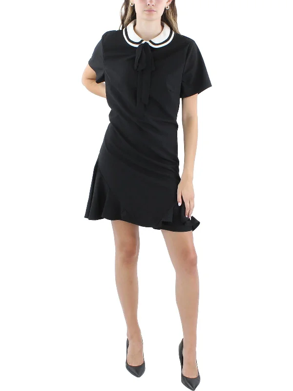 Womens Contrast Trim Mini Shirtdress