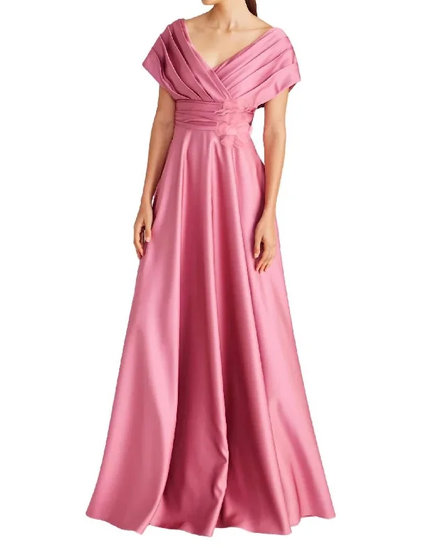 Cecelia Draped A Line Gown In Vintage Primrose