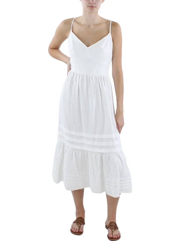 Womens Bow-Back Linen Maxi Dress