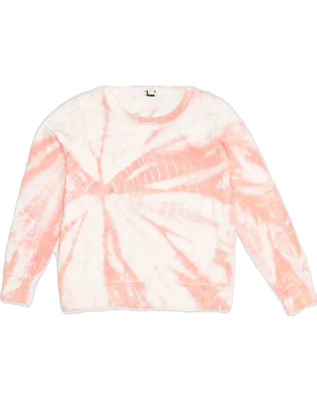 J. CREW Womens Sweatshirt Jumper UK 4 XS Pink Tie Dye Cotton