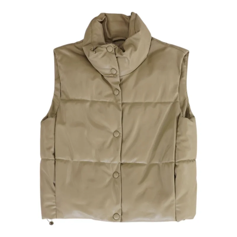 Beige Solid Puffer Vest