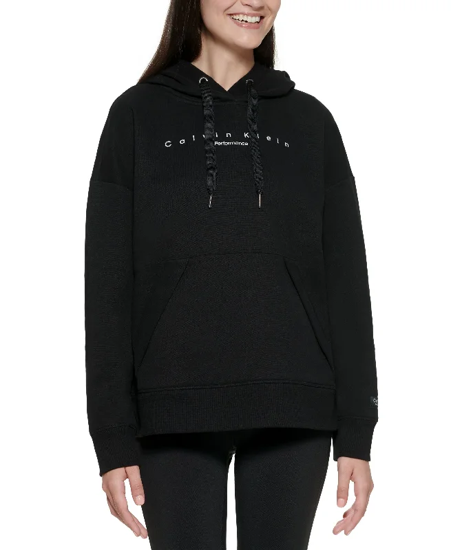 Calvin Klein Performance Womens Oversized-Pocket Logo Hoodie