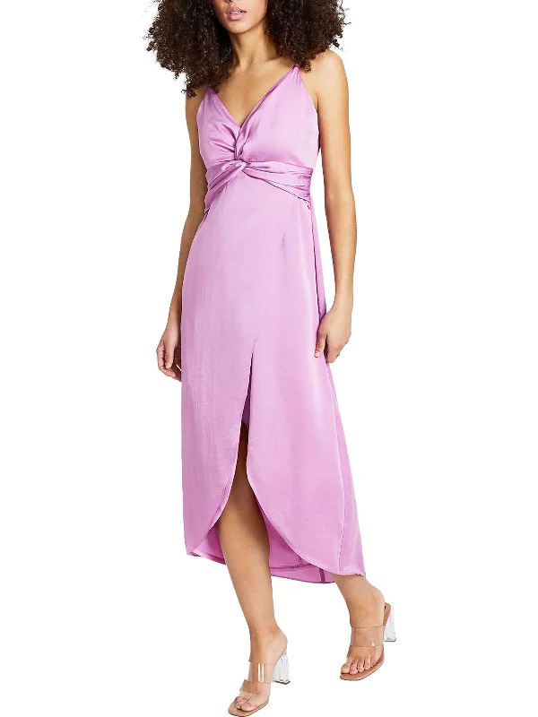 Womens Knot Front Long Slip Dress