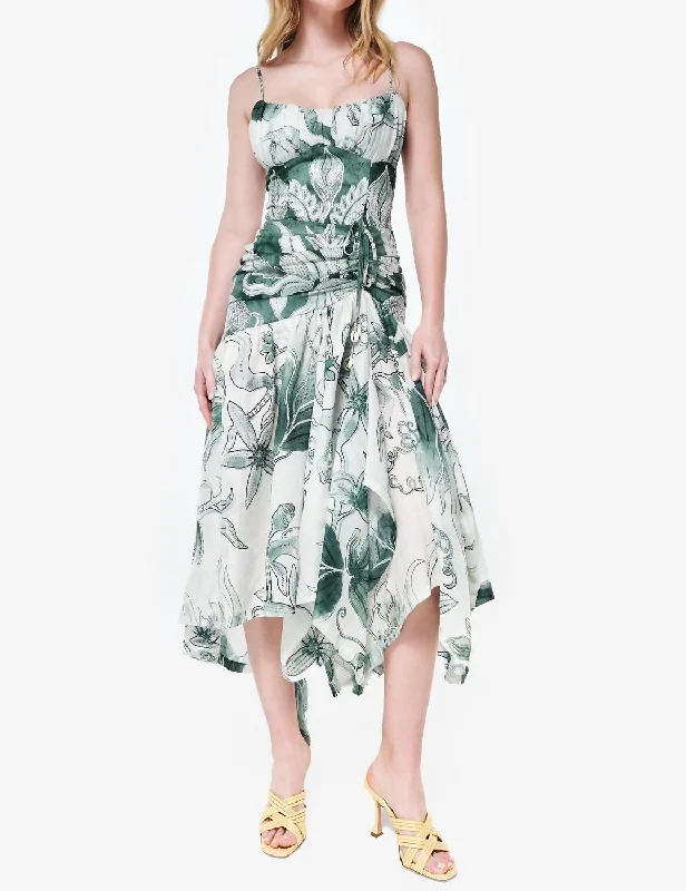 Eres Midi Dress In Green Floral