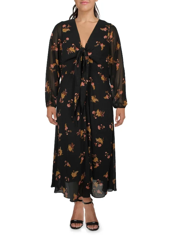 Plus Angelina Womens Printed Chiffon Maxi Dress